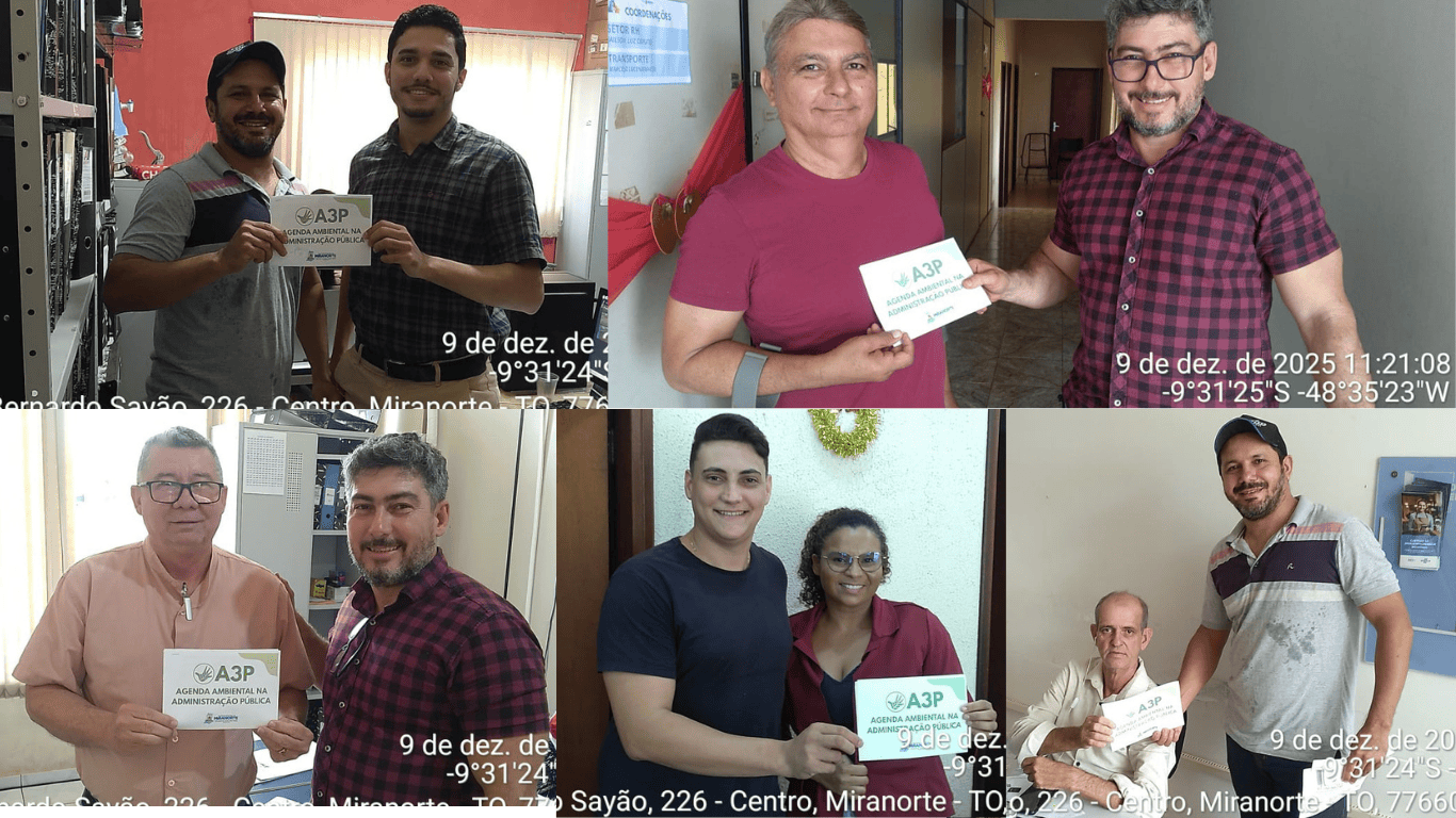Prefeitura de Miranorte realiza ação da A3P com distribuição de material educativo sobre uso racional dos recursos naturais